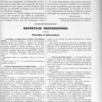 1558 - Page 1519 - Partie professionnelle. Travaux Originaux. Jurisprudence. Expansion scientifique latine Franco-Ibero-Américaine. Umfia / Reportage professionnel. Nouvelles et Informations. Association d'enseignement médical des hôpitaux de Paris / Clinique chirurgicale de l’hôpital Cochin / Congrès des Villes d’eaux / Hôpital Saint-Antoine