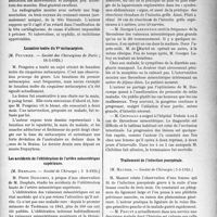 1596 - Page 1555 - Partie scientifique. L’Actualité Scientifique. Les Sociétés Savantes. Paris. Ostéochondrite de la hanche, (Société des Chirurgiens de Paris ; 16-5-1924) / Luxation isolée du Ve métacarpien, (Société des Chirurgiens de Paris ; 16-5-1924) / Les accidents de l’oblitération de l’artère mésentérique supérieure, (Société de Chirurgie ; 5 3-1924) / Traitement de l’infection puerpérale, (Société de Chirurgie ; 5-3-1924)