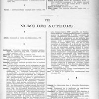 1616 - Page 1575 - Table des matières contenues dans le «Concours médical». Année 1924, 1er Semestre. Partie Professionnelle / Noms des auteurs