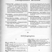 1619 - Page 1578 - Table des matières contenues dans le «Concours médical». Année 1924, 1er Semestre. Jurisprudence Médicale / Bibliographie