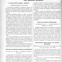 1660 - Page 1614 - Partie scientifique. L’Actualité Scientifique. La Presse. De l’emploi de l’allonal en pratique odonto-stomatologique / Les Sociétés Savantes. Un grand clinicien anglais : Sydenham, (Académie de médecine ; 20-5-1924) / Traitement des diarrhées infantiles par la faradisation, (Académie de médecine ; 3-6-1924) / Valeur de la réaction de Wassermann, (Société médicale des hôpitaux 14-3-1924) / Rétrécissement mitral associé à des troubles endocriniens, (Soc. méd. des hôp. ; 21-3-1924)