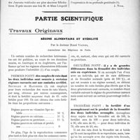 1705 - Page 1655 - Propos du jour. Une belle démonstration en l’honneur de la Science Française. Les Journées médicales de Bruxelles [J. Noir] / Partie scientifique. Travaux Originaux. Régime alimentaire et stérilité, par le Docteur Henri Vignes