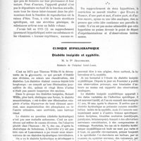 1708 - Page 1658 - Partie scientifique. Travaux Originaux. Régime alimentaire et stérilité, par le Docteur Henri Vignes / Clinique syphiligraphique. Diabète insipide et syphilis, M. le Pr Jeanselme