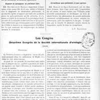 1721 - Page 1671 - Partie scientifique. L’Actualité Scientifique. Les Sociétés Savantes. Toulouse. Société de gynécologie et d’obstétrique. Déchirure du vagin sans lésion du périnée chez une primipare / Rupture de pyosalpinx en péritoine libre / Tératomesacro-coccygien / Ascaridiose post-opératoire et post partum / Les Congrès. Deuxième Congrès de la Société internationale d’urologie