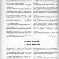1730 - Page 1680 - Partie professionnelle. Travaux Originaux. Chronique de la mutualité. Mutualité et assistance aux indigents [Dr M. Vimont] / Chronique automobile. La Mode. Les Pneus