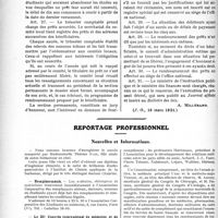 1738 - Page 1688 - Partie professionnelle. Travaux Originaux. Compte rendus, documents, pièces officielles…. Organisation de l'office national de prêts d’honneur. Rapport au Président de la République Française / Reportage professionnel. Nouvelles et Informations. Remplacements / Le IIIe Congrès international de médecine et de pharmacie militaires