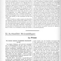 1770 - Page 1718 - Partie Scientifique. Travaux Originaux. Clinique chirurgicale. Les thyroïdites aiguës suppurées, M. J. -P. Tourneux / L'Actualité Scientifique. La Presse. Des diverses épreuves d’exploration fonctionnelle du foie [(Le Bulletin médical, 29 mars 1924)]