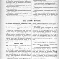 1774 - Page 1722 - Partie Scientifique. L'Actualité Scientifique. La Presse. Tumeur embryonnaire de l’utérus, myxochoudrome [(La Gynécologie, mars 1924)] / Les Sociétés Savantes. Sur les centres prophylactiques de la rougeole et de la coqueluche, (Académie de médecine, 10-6-1924) / Féminisme pilaire, (Académie de médecine, 10-6-1924) / La cirrhose alcoolique du foie chez la femme, (Académie de médecine ; 10-6-1924) / Radiographie cinématographique du coeur, Académie de médecine ; 3-6-1924)