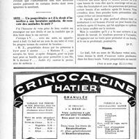 1812 - Page 1760-XII - Correspondance. Formalités nécessaires pour apposer un écriteau sur une route / Un propriétaire a-t-il le droit d’interdire à son locataire médecin, de recevoir des malades la nuit ?