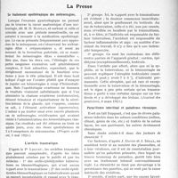 1823 - Page 1771 - Partie scientifique. Travaux Originaux. Journées médicales de Bruxelles. Un V. E. M. en chambre aux stations d’Auvergne / L’Actualité Scientifique. La Presse. Le traitement opothérapique des métrorragies [(Progrès médical, 3 mai 1924)] / L’orchite traumatique [(Journal des praticiens, 8 mars 1924)] / Parasitisme intestinal et paludisme chronique [(La Presse médicale, 19 mars 1924)]