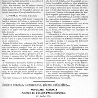 1843 - Page 1791 - Partie Professionnelle. Travaux Originaux. L’actualité médico-thermale. Le V. E. M. Strasbourgeois, (Suite) / Compte rendus, documents, pièces officielles.... Mutualité familiale. Réunion du Conseil d’Administration, (1er Juillet 1924)