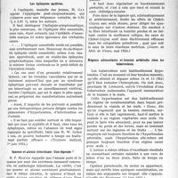 1879 - Page 1825 - Partie scientifique. L’Actualité Scientifique. La Presse. Neurasthénie vraie et tuberculose [(Paris médical, 12 avril 1924)] / Les épilepsies tardives [(Toulouse médical, 1er juin 1924)] / Spasme et atonie intestinale. Une légende ? [(Journ. de Méd. de Nîmes, mai 1924)] / Régime alimentaire et tension artérielle chez les tuberculeux [(Gazette des Praticiens, 15 juin 1924)]