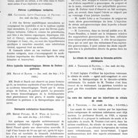 1941 - Page 1887 - Partie scientifique. L’Actualité Scientifique. Les Sociétés Savantes. Paris. Vaccination anti-diphtérique par l’anatoxine, (Soc. méd. des hôp. ; 9-5-1924) / Fièvres syphilitiques tertiaires, (Soc. méd. des hôp. ; 2-5-1924) / Fièvre typhoïde hémorrhagique. Sérum de Dufour : guérison, (Soc. méd. des hôp. ; 9-5-1924) / Dermatite exfoliatrice bismuthique, (Soc. méd. des hôp. ; 2-5-1924) / Les abcès spontanés à gonocoques, (Soc. méd. des hôpitaux ; 2-5 1924) / Le citrate de soude dans la thrombo-artérite oblitérante, (Soc. méd. des hôp. 9-5-1924) / La cure des varices par les injections de citrate de soude, (Soc. méd. des hôp. ; 9-5-1924)