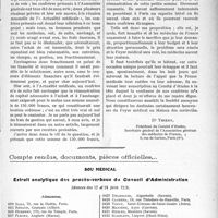 1949 - Page 1895 - Partie Professionnelle. Travaux Originaux. Chronique automobiliste. Comment j’envisage la réussite du projet de création du foyer national des médecins français ou maison des médecins [Dr Thiéry] / Compte rendus, documents, pièces officielles.... Sou médical. Extrait analytique des procès-verbaux du Conseil d’Administration