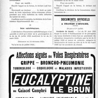 2012 - Page 1958-L - Jurisprudence. Commission de surveillance et de contrôle des soins gratuits aux mutilés de guerre. Justification du nombre des interventions / Soins radiothérapiques / Documents officiels. A travers l’officiel