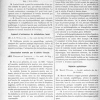2092 - Page 2038 - Partie scientifique. L’Actualité Scientifique. Les Sociétés Savantes. Injection direct de liopodol dans une caverne, (Société médicale des hôpitaux ; 30-5-1924) / Eczématides et myxoedème, (Soc. méd. des hôp ; 30-5-1924) / Appareil d’estimation du métabolisme basai, (Soc. méd. des hôp ; 13-6-24) / Intoxication mortelle pas le nitrite d’amyle, (Soc. méd. des hôp ; 23-5-1924) / Néphrite syphilitique, (Société médicale des hôp ; 30-5-1924)