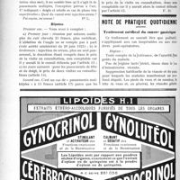 2106 - Page 2052-XLII - Correspondance. Application du tarif Breton. Injection antitétanique et pansements multiples / Note de pratique quotidienne. Traitement médical du cancer gastrique