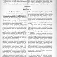 2141 - Page 2087 - Partie scientifique. L'Actualité Scientifique. Les Congrès. IXe Congrès de médecine légale. Etude médico-légale des formes rares ou anormales de l’hymen. Rapporteurs : MM. les Pr P. Parisot et Lucien / Les Livres. Clinique et iconographie médico-chirurgicales des maladies de la face et du cou, par Henri Adoulker, A. Maloine, éditeur, Paris