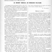 2142 - Page 2088 - Partie professionnelle. Travaux Originaux. Le secret médical en médecine militaire