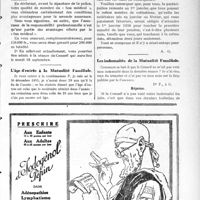 2169 - Page VII-2115 - Correspondance. Assurance complémentaire à celle du « Sou Médical » / L'âge d’entrée à la Mutualité Familiale / Les indemnités de la Mutualité Familiale