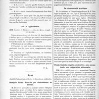 2190 - Page 2136 - Partie scientifique. Les Sociétés Savantes. Paris. Azoospermie et syphilis, (Soc. de dermat. et syph. 13-3-1924) / Sur la syphilimétrie, (Soc. de derm. et syph ; 13-3-1924) / Lyon. Société Nationale de médecine et des sciences médicales. Paralysie faciale dissociée par cholestéatome de l’oreille / La répercussivité pruritique / Fistule broncho-cutanée consécutive à une pneumotomie pour suppuration pulmonaire