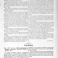 2195 - Page 2141 - Partie scientifique. Les Sociétés Savantes. Les Congrès. IXe Congrès de médecine légale. Tabès et accidents du travail. Rapporteurs : MM. les prof. Verger et Lande / Les Thèses. Goitre exophtalmique et ménopause, par Dr G. Luscan, (Montpellier, imprimerie Firmin et Montane, 1923) / De la fonction ammonio-sécrétoire du rein. Etude d’une épreuve nouvelle d’exploration rénale en chirurgie urinaire : l’ammoniurie provo�quée, par Dr M. Olivier, (Montpellier « L’Abeille », imprimerie coopérative ouvrière, 1923)