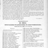 2205 - Page 2151 - Partie professionnels. Travaux Originaux. Chronique hospitalière. Le tiers payant / Sou médical. Extrait analytique des procès-verbaux du conseil d’administration