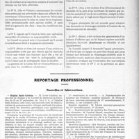 2207 - Page 2153 - Partie professionnels. Travaux Originaux. Sou médical. Extrait analytique des procès-verbaux du conseil d’administration / Reportage professionnel. Nouvelles et Informations. Hôpital Saint-Antoine / Service des soins gratuits aux victimes de la guerre