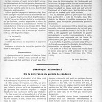2313 - Page 2257 - Partie professionnelle. Travaux Originaux. Jurisprudence. Accidents du travail. — infirmités préexistantes. — Blessure de guerre préexistante. - Aggravation des conséquences de l’accident. — Portion de la rente à la charge du chef d’entreprise. — Fonds de Prévoyance / Chronique automobile. De la délivrance du permis de conduire