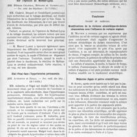 2353 - Page 2297 - Partie scientifique. L’Actualité Scientifique. Les Sociétés Savantes. Paris. Sur un extrait total d’opium injectable, (Soc. méd. des hôp ; 18-7-1924) / Sur l’épreuve de Meltzer-Lyon, (Soc. méd. des hôpitaux ; 11-7-1924) / Etat rénal dans l'hypertension permanente, (Soc. méd. des hôp ; 18-7-1924) / Toulouse. Société de médecine. Modifications de la richesse alcaloïdique du datura stramonium sous l’influence de certains engrais / Médecine légale et police scientifique / Les ligaments interosseux de l’articulation de Lisfranc