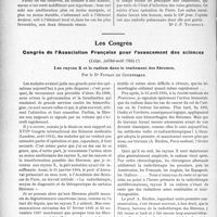 2356 - Page 2300 - Partie scientifique. L’Actualité Scientifique. Les Sociétés Savantes. Toulouse. Quelques observations du traitement des annexites par la vaccinothérapie / Césarienne tardive, opération de Porro, embolie pulmonaire / Les Congrès. Congrès de l’Association Française pour l’avancement des sciences, (Liège, juillet-août 1924). Les rayons X et le radium dans le traitement des fibromes, par le Dr Foveau de Courmelles