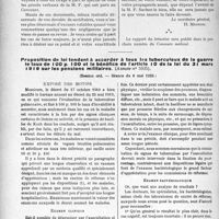 2368 - Page 2312 - Partie professionnelle. Travaux Originaux. Comptes rendus, documents, pièces officielles. Mutualité familiale du corps médical français. Assemblée Générale ordinaire. Rapport du Secrétaire Général / Proposition de loi tendant à accorder à tous les tuberculeux de la guerre le taux de 100 p. 100 et le bénéfice de l’article 10 de la loi du 31 mars 1919 sur les pensions militaires. Exposé des motifs / Examen clinique / Examen bactériologique