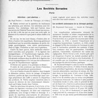 2410 - Page 2354 - Partie scientifique. L’Actualité Scientifique. La Presse. Le curetage [(Toulouse médical, 15 août 24)] / Les Sociétés Savantes. Paris. Infections « post abortum », (Société de Chirurgie ; 2-7-1924) / Les accidents pulmonaires de la chirurgie gastrique, (Société de Chirurgie ; 2-7-1924) / Traumatismes du poignet, (Société de Chirurgie; 2-7-1924)