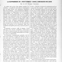 2419 - Page 2363 - Partie professionnelle. Travaux Originaux. La suppression ou « petit risque » dans l’assurance-maladie, par le Dr Fernand Decourt
