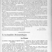 2517 - Page 2459 - Partie Scientifique. Travaux Originaux. Clinique obstétricale. Cure hygiéno-diététique et pneumothorax artificiel / L'Actualité Scientifique. La Presse. La cystotomie, comme moyen de diagnostic dans le prostatisme [(La Presse médicale, 21 mai 1924)]