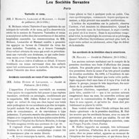 2521 - Page 2463 - Partie Scientifique. L'Actualité Scientifique. La Presse. Les directives de la thérapeutique antisyphilitique [(Bull. méd, 20 septembre 1924)] / Les Sociétés Savantes. Paris. Varicelle et zona, (Société de pédiatrie ; 20-5-1924) / Accidents convulsifs au cours d’une coqueluche, (Société de Pédiatrie ; 20-5-1924) / Myxoedème acquis tardif, (Soc. de péd ; 20-5-1924) / Les accidents de la dentition chez le nourrisson, (Société de Pédiatrie ; 20-5-1924)