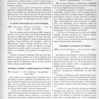 2522 - Page 2464 - Partie Scientifique. L'Actualité Scientifique. Les Sociétés Savantes. Paris. Les accidents de la dentition chez le nourrisson, (Société de Pédiatrie ; 20-5-1924) / Le Bordet-Wassermann des arséno-résistants, (Soc. de dermat. et syph ; 12-6-1924) / Arriération mentale et syphilis ignorée de l’enfance, (Soc. de dermat. et de syphiligr ; 12-6-1924) / Leucoplasies et kraurosis vulvae, (Soc. de dermat. et syphiligraphie; 12-6-1924) / Leucoplasie verruqueuse de la langue, (Soc. de dermat. et syph ; 12-5-1924)