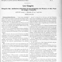 2523 - Page 2465 - Partie Scientifique. L'Actualité Scientifique. Les Sociétés Savantes. Paris. Leucoplasie verruqueuse de la langue, (Soc. de dermat. et syph ; 12-5-1924) / Les Congrès. Congrès des médecins allénistes et neurologistes de France et des Pays de langue française, XXVIIIe session – Bruxelles, 1er au 7 août 1924, (Suite et fin)