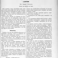 2563 - Page 2501 - Partie Scientifique. Travaux Originaux. L’asthme, par Jacques Decourt. Définition / Notions pathogéniques