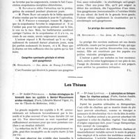 2580 - Page 2518 - Partie Scientifique. L'Actualité Scientifique. Les Sociétés Savantes. Paris. Un nouveau mode d’anesthésie chirurgicale : le somnifène intra-veineux, (Société de chirurgie ; 25-6-1924) / Gangrène spontanée génitale et sérum anti-gangréneux, (Soc. derm. de Nancy ; 5-4-1924) / Le prurigo des ouvriers malteurs, (Soc. derm. de Nancy ; 5-4-1924) / Les Thèses. Action sérologique du bismuth dans les syphilis à Bordet-Wassermann arséno-résistant, par Dr André Péturaud, (Librairie Marcel Vigné, Paris, 1924) / L’adsorption en thérapeutique. Le charbon animal, par Dr Jean Lefèvre, (Gaston Jeanbin, Paris, 1924)
