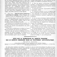 2582 - Page 2520 - Partie Scientifique. L'Actualité Scientifique. Les Thèses. Contribution à l’étude de l'isopropyl-propényl-barbiturate d’amidopyrine (allonal) comme médicament analgésique, par Dr R. Petiteau, (Bosc et Riou, imp, Lyon, 1924) / Etude de l’action cardiotonique et diurétique du scillarène, par Dr B. Joz, (Henri François, imprimeur, Paris 11e, 1924) / Note sur la supériorité du bismuth radifère sur le bismuth ordinaire dans le traitement anti-syhpilitique, par le Pr L. Jaloustre
