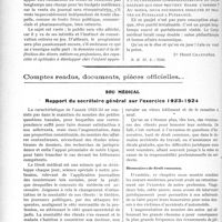 2590 - Page 2528 - Partie Professionnelle. Travaux Originaux. Le médecin de famille, le dispensaire et le malade. Dans les dispensaires. Ce que j’ai vu, (Suite et fin) / Comptes rendus, documents, pièces officielles…. Sou médical. Rapport du secrétaire général sur l’exercice 1923-1924. Honoraires de droit commun