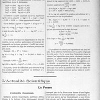 2629 - Page 2565 - Partie Scientifique. Travaux Originaux. Clinique médicale. Les calculs logarithmiques dans leurs applications médicales, par le Dr Lambolez / L’Actualité Scientifique. La Presse. L’endocardite rhumatismale [(Le Progrès médical, 7 juin 1924)]