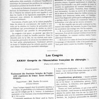 2634 - Page 2570 - Partie Scientifique. L’Actualité Scientifique. Les Savantes. Paris. La rougeole à l’hôpital en 1923, (Société de Pédiatrie de Paris – 15-4 et 20-5-1924) / Entorse et électrothérapie, (Société de médecine de Paris ; 26-4-1924) / Les Congrès. XXXIIIe Congrès de l’Association française de chirurgie, (Paris, 6-11 octobre 1924). Traitement des fractures fermées de l'extrémité supérieure du fémur. Leurs résultats éloignés, par MM. Charles Dujarier et Léon Imbert