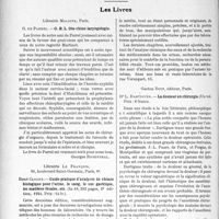2638 - Page 2574 - Partie Scientifique. L’Actualité Scientifique. Les Congrès. XXXIIIe Congrès de l’Association française de chirurgie, (Paris, 6-11 octobre 1924). Traitement des fractures fermées de l'extrémité supérieure du fémur. Leurs résultats éloignés, par MM. Charles Dujarier et Léon Imbert / Les Livres. O. R. L. Oto-rhino-laryngologie par G. de Parrel, Librairie Maloine, Paris / Guide pratique d’analyses de chimie biologique pour l’urine, le sang, le suc gastrique, les matières fécales, etc, par René Clogne, Librairie Le François, Paris, 1924 / La douleur en chirurgie, par Dr L. Dartigues, Gaston Doin, éditeur, Paris