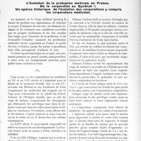 2723 - Page 2659 - Propos du Jour. L’évolution de la profession médicale en France. De la corporation au Syndicat.. Un aperçu historique de l’évolution des corporations y compris les corporations médicales [J. Noir]
