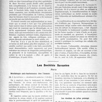 2738 - Page 2674 - Partie Scientifique. L'Actualité Scientifique. La Presse. Existe-t-il un choc obstétrical ? [(Rev. de gynéc. et d’obstétrique, 10 août 1924)] / Erysipèles de la face à répétition et ethmoïdites [(Journ. des Sc. méd. de Lille, 28 septembre 1924)] / Les Sociétés Savantes. Paris. Sérothérapie anti-charbonneuse chez l’homme, (Académie de médecine ; 7-10-24) / Les résultats du jeûne prolongé, (Société de médecine de Paris, 26-4-1924)