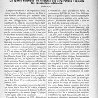 2781 - Page 2717 - Propos du Jour. L’évolution de la profession médicale en France. De la corporation au Syndicat. Un aperçu historique de l’évolution des corporations y compris les corporations médicales, (Suite et fin) [J. Noir]