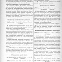 2802 - Page 2736 - Partie Scientifique. L'Actualité Scientifique. Les Sociétés Savantes. Paris. La goutte pendant et après la guerre, (Société de médecine de Paris ; 9-5-1924) / Le spiroscope dans la tuberculose pulmonaire, (Société de médecine de Paris ; 9-5-1924) / L’hypocalcémie dans la tétanie, (Soc. de Pédiatrie : 17-6-1924) / Ostéopsathyrosis héréditaire, (Soc. de Pédiatrie ; 17-6-1924) / Hypertension artérielle infantile et hérédo-syphilis, (Soc. de Pédiatrie ; 8-7-1924) / Les rayons ultra-violets dans la première enfance, (Soc. de Pédiatrie ; 8-7-1924)
