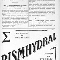 2817 - Page XLIII-2751 - Correspondance. Accident du travail et secret professionnel / Récidive d’accident du travail indemnisé par une rente / Calcul d’impôt sur les bénéfices professionnels